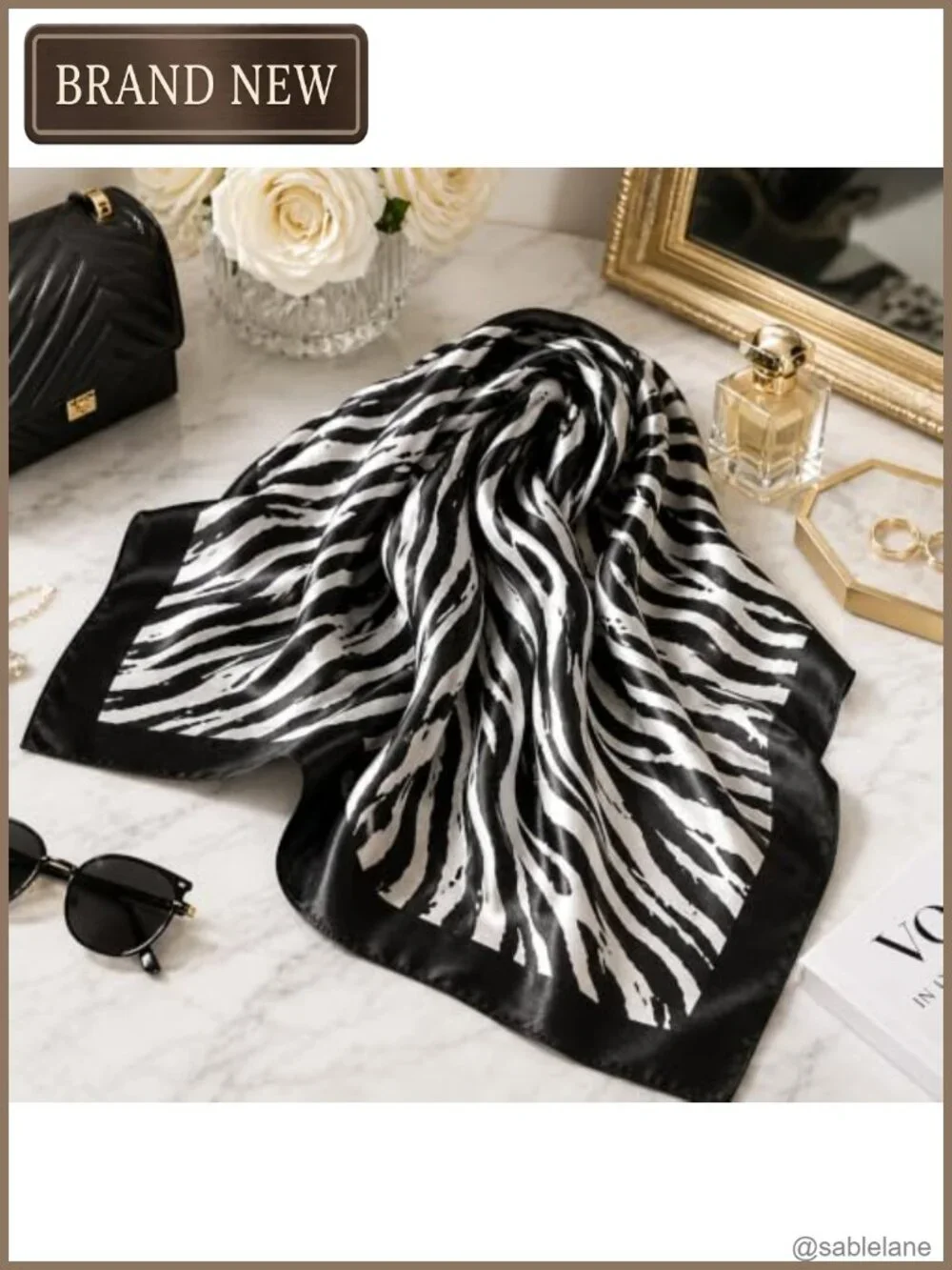 Women's Satin Square Scarf Head Wrap Bandana 35x35